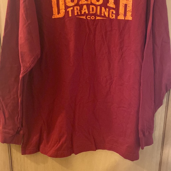 Duluth Company Men’s Logo Long Sleeve Tee T-Shirt Cotton Red Orange Large - Picture 5 of 8